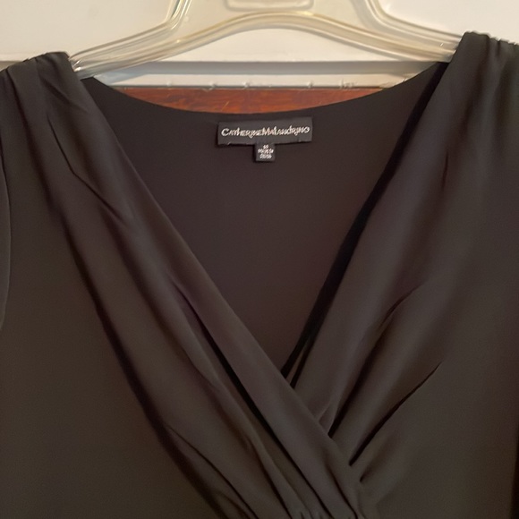 CATHERINE MALANDRINO BLACK DRESS WITH ROUCHE ON THE SIDE sz M / 10 - Picture 2 of 6